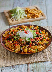 loaded nachos made with corn chips