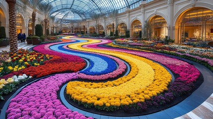 Obraz premium Indoor floral river design, luxury resort atrium