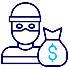 Dollar Robber Outline Color icon