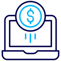Laptop Dollar Outline Color icon