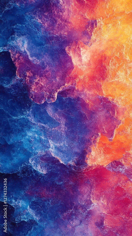 Aufkleber vibrant abstract rendering of swirling blue and orange waves creating a dynamic visual contrast