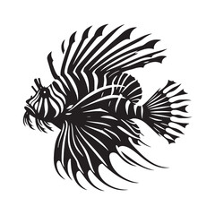 Decorative Lionfish silhouette, blending nature and design - Lionfish illustration - Minimalist Lionfish vector - Fish silhouette
