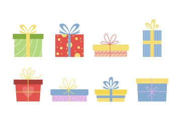 Cute Gift Box Clipart Set Design