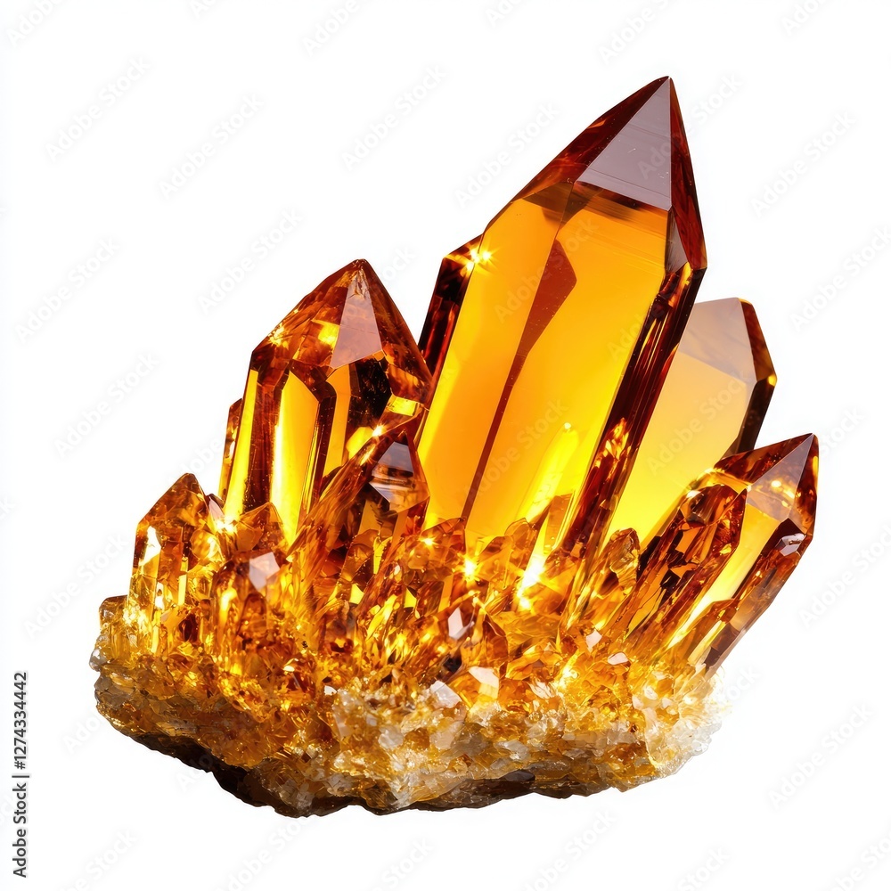 Poster radiant orange crystal cluster with sharp points and shimmering facets