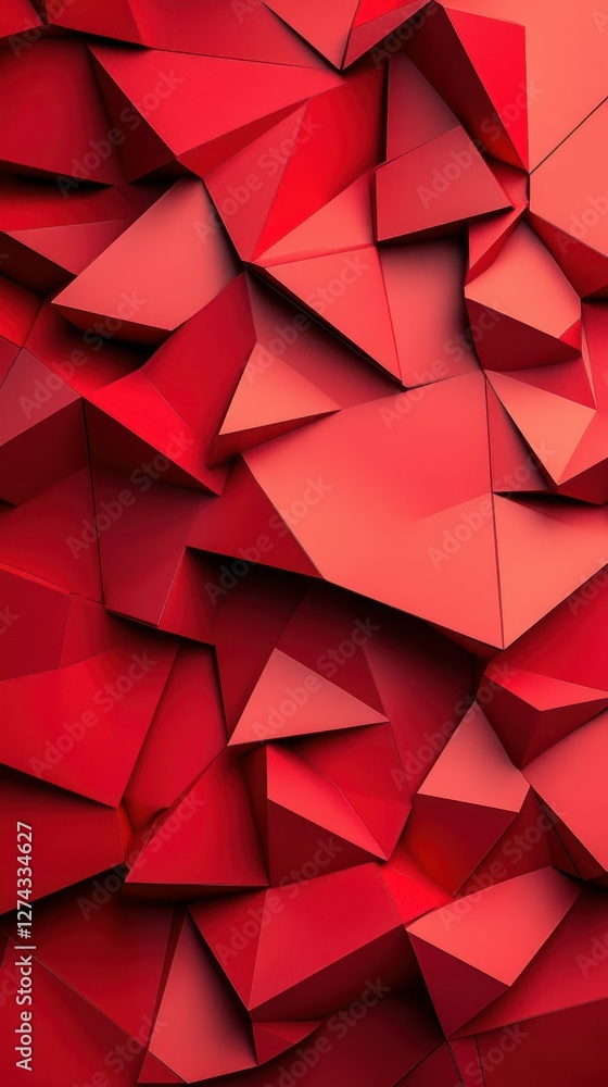 Aufkleber dynamic arrangement of red geometric shapes creates a striking visual texture in bold design