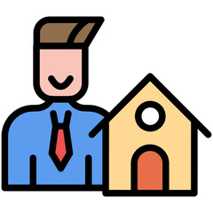 Colorful Flat Outlined Property Manager Icon