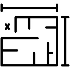 Colorful Flat Outlined House Plan Layout Icon