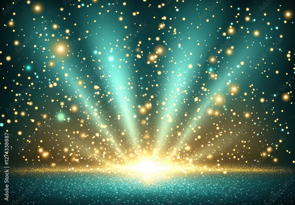 Poster radiant light explosion with sparkles and rays in a mystical background for creative and artistic de