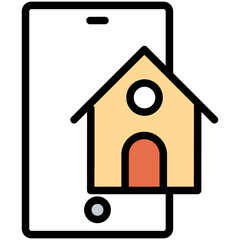 Colorful Flat Outlined House App Icon
