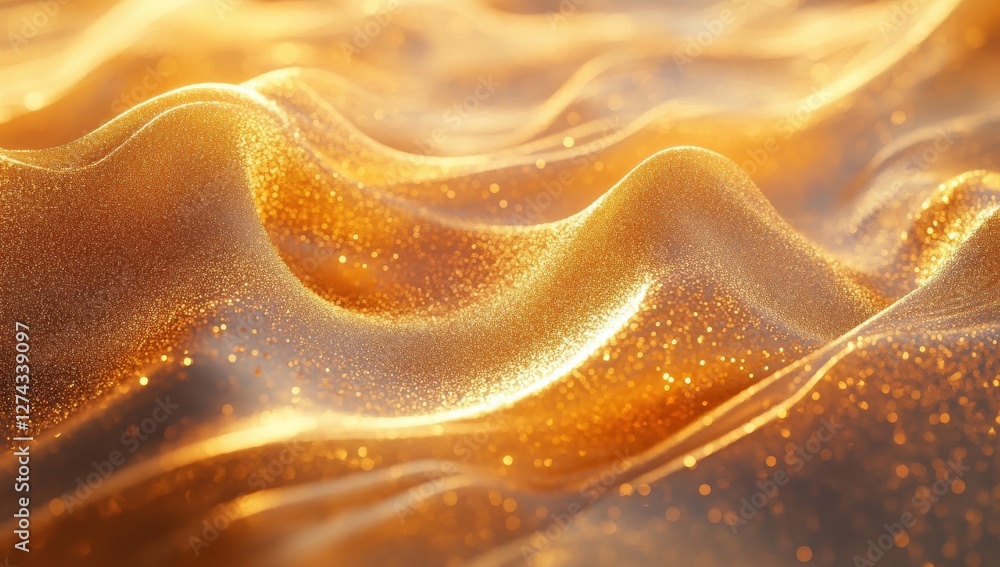 Aufkleber glimmering gold fabric abstract background with soft waves and shimmering texture ideal for elegant 