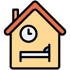 Colorful Flat Outlined Accomodation Icon