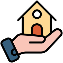 Colorful Flat Outlined Buy House Icon
