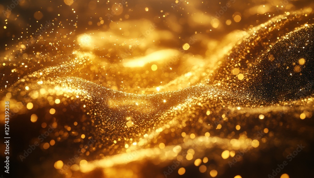 Aufkleber glimmering gold particles in motion creating a beautiful abstract background with depth and texture 