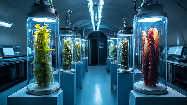 a secret laboratory containing alien creatures in glass tubes