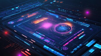 Obraz premium A computer screen with a blue and purple background