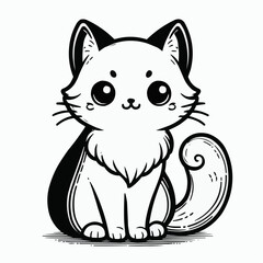 Obraz premium Cute kitten, playful mood, vector illustration, with expressive eyes and fluffy tail