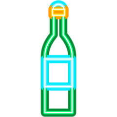 Drink Champagne Bottle Neon Icon. Vector Illustration of Happy Birthday Celebration. Holiday B-day.