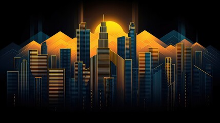 Golden Sunset Over a Modern City Skyline