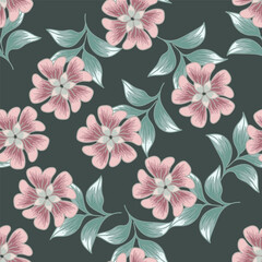 Trendy exotic hand drawn flowers seamless pattern. Floral background for textile, wallpaper, banner, covers, surface, printing and home decor. Flower vector illustration.