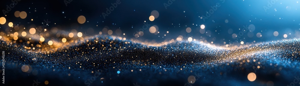 Aufkleber glowing particles and waves of light create an ethereal background with shimmering bokeh effects in 
