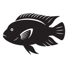 Decorative Parrotfish silhouette, a bold aquatic statement - Parrotfish illustration - Minimalist Parrotfish vector - Fish silhouette
