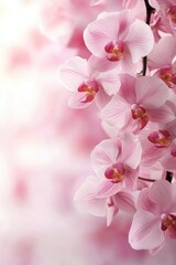 Obraz premium Delicate pink orchid blossoms against a soft blurred background creating a serene and elegant floral composition with a romantic and feminine touch
