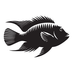 Refined Parrotfish silhouette for artistic oceanic visuals - Parrotfish illustration - Minimalist Parrotfish vector - Fish silhouette
