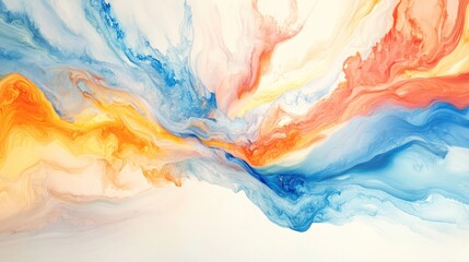 Fototapeta premium Abstract colorful fluid art, flowing paint, vibrant hues, white background, design element