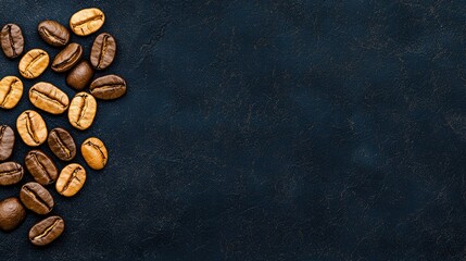 Roasted Coffee Beans On Dark Background