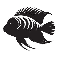 Classic Parrotfish silhouette with curved fin details - Parrotfish illustration - Minimalist Parrotfish vector - Fish silhouette
