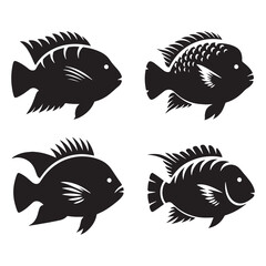 Minimalist Parrotfish silhouette for modern aquatic designs - Parrotfish illustration - Minimalist Parrotfish vector - Fish silhouette
