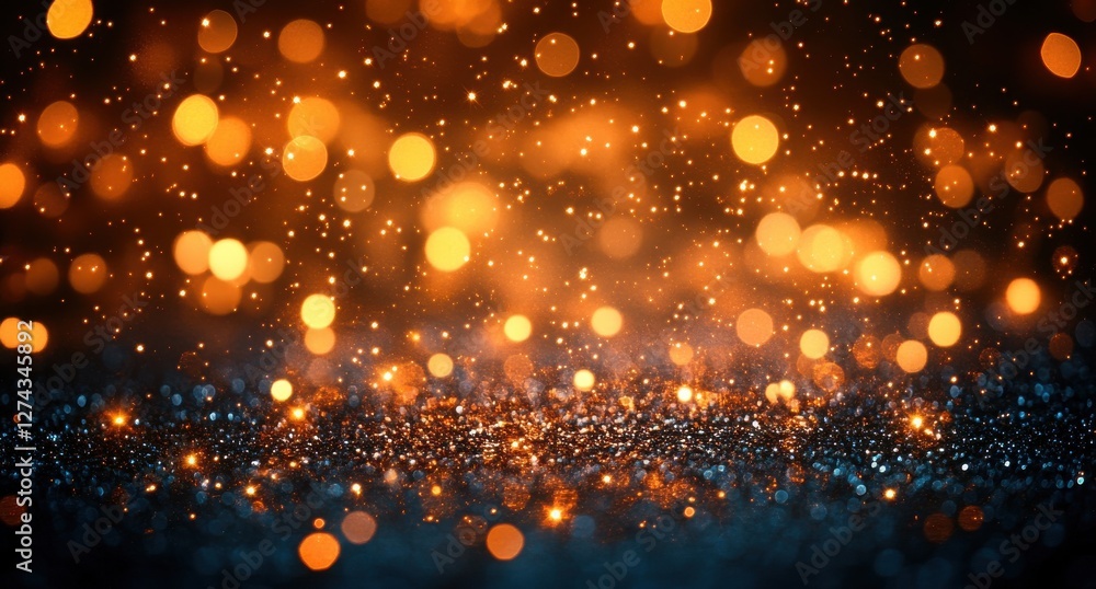 Poster sparkling bokeh background with golden lights and glittering effects for festive and celebratory the