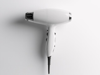 Fototapeta premium Professional White Hair Dryer with Chrome Accents