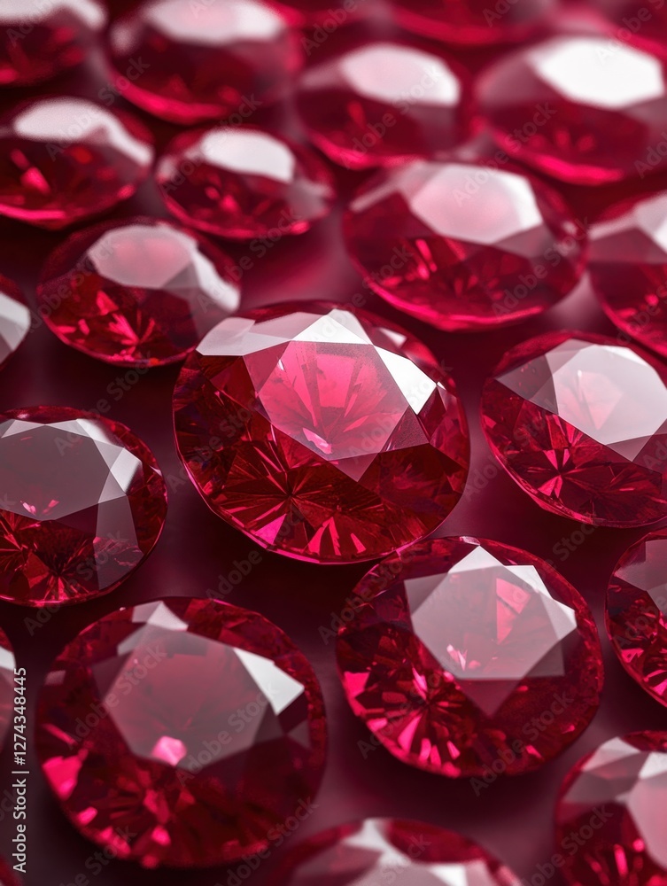 Poster radiant ruby gems in a mesmerizing array of crimson brilliance elegant facets and captivating light 