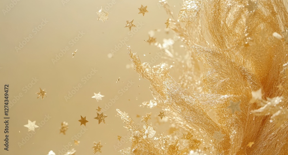 Poster golden sparks and shimmering stars on a soft background creating a dreamy and whimsical atmosphere f