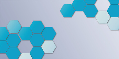 Abstract technology sky blue white geometric hexagon on background concept design honeycomb shape vector. 