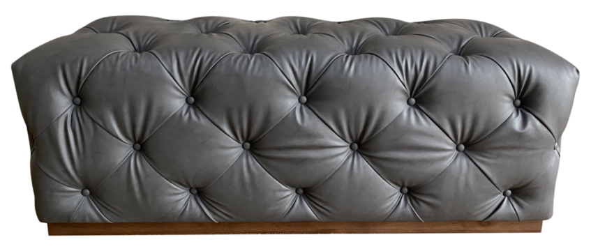 black leather sofa on white and transparent background