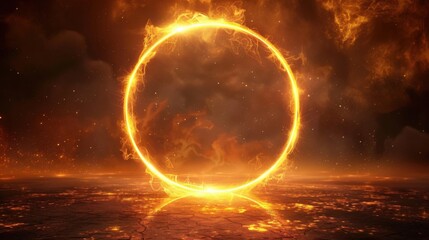 Obraz premium Abstract golden circle effect with a radiant glow and a sophisticated, luxurious atmosphere
