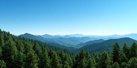 Fototapeta premium Coniferous Forest and Mountain Range Landscape
