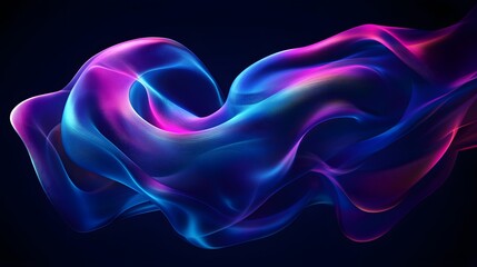 Naklejka premium Digital 3D fluid shape with blue and purple gradients on a black background. Abstract art illustration. Abstract iridescent blue and pink 3D swirl on a black background