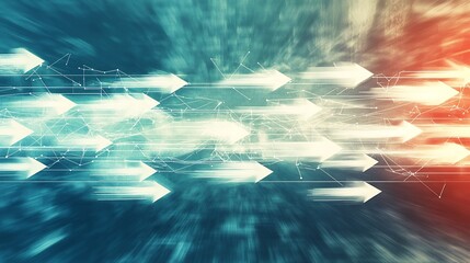 Artistic rendering of lead generation tactics for enterprise sales depicted with a dynamic flow of symbolic arrows and connections