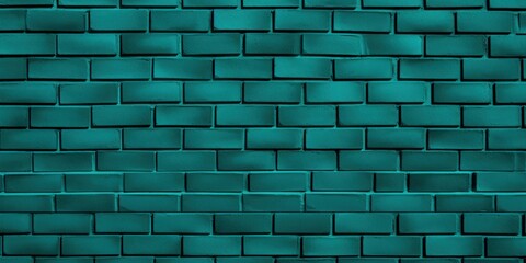 Turquoise brick wall with light and shadows for backgrounds, posters, social media, and product photography
