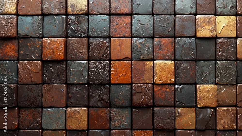 Poster array of textured square chocolate pieces