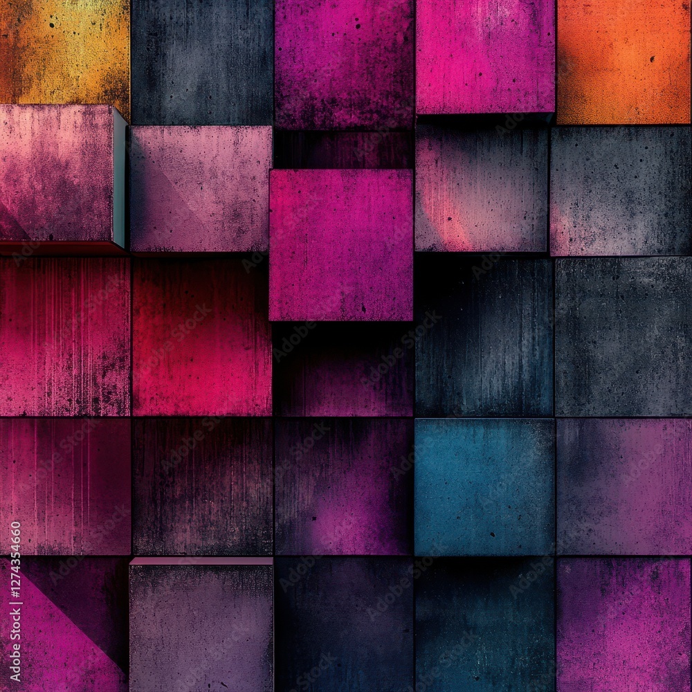Aufkleber colorful abstract blocks arranged in a modern geometric pattern creating a visually striking backgro