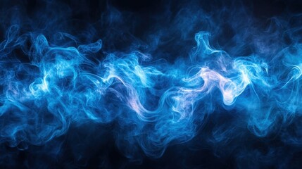 Ethereal blue smoke swirling against a dark background, creating a mystical atmosphere
