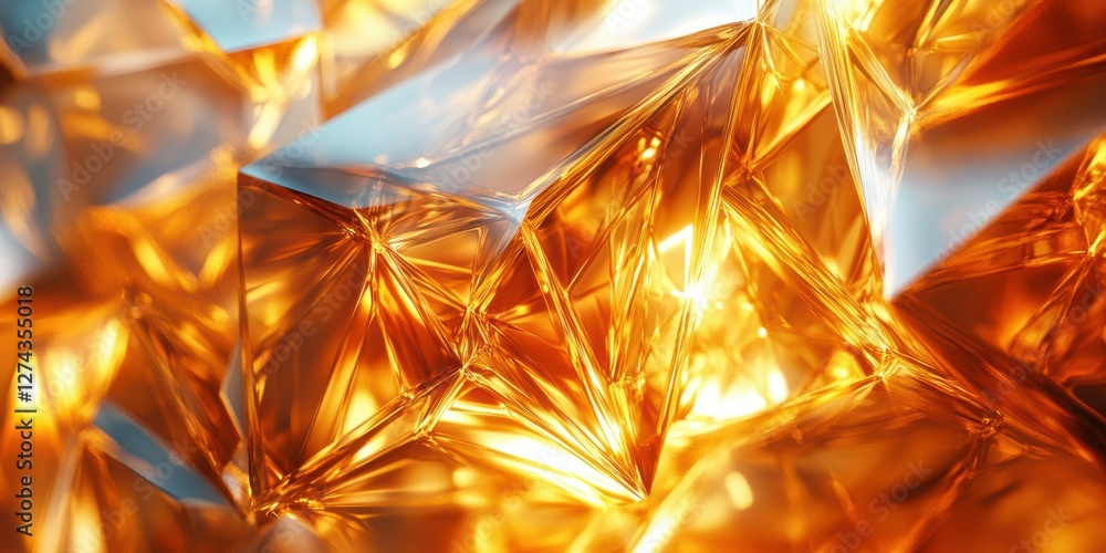 Aufkleber shimmering orange crystal formations reflecting light in an abstract display of shapes and textures