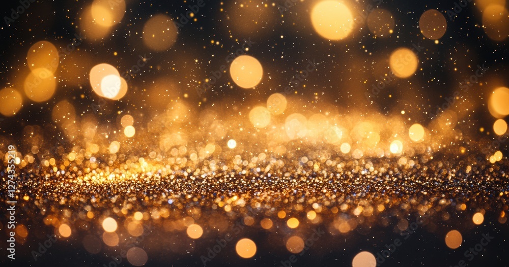 Poster magical golden bokeh lights background with shimmering particles creating a dreamy atmosphere perfec