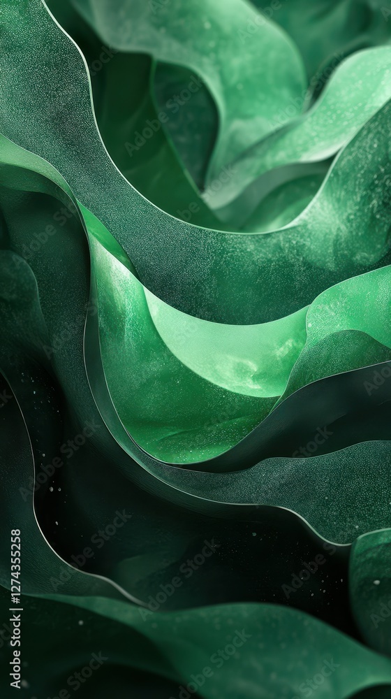 Aufkleber swirling green abstract design showcasing flowing forms and layers in textured depth