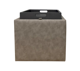 black leather briefcase on white and transparent background