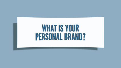 What is your personal brand. A card isolated on blue background.